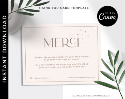 Business Thank You Insert card Template, Editable Modern Insert Card for Packaging, Instant Download Thank You For Your Order just Add Logo