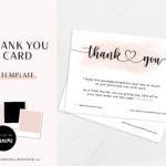 Pink Watercolor Thank You Card Template, Editable Packaging Insert Card, Discount Thank You For Your Order, Zazzle Thank You Card Template