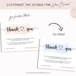Pink Watercolor Thank You Card Template, Editable Packaging Insert Card, Discount Thank You For Your Order, Zazzle Thank You Card Template