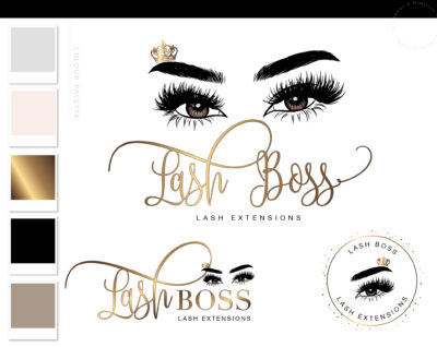 Tiara Lash Technician Logo Design, Eyelash Logo Design, Crown Eyelash Logo, Lash Logo Branding Kit, Salon Logo, Beauty Logo Template Set
