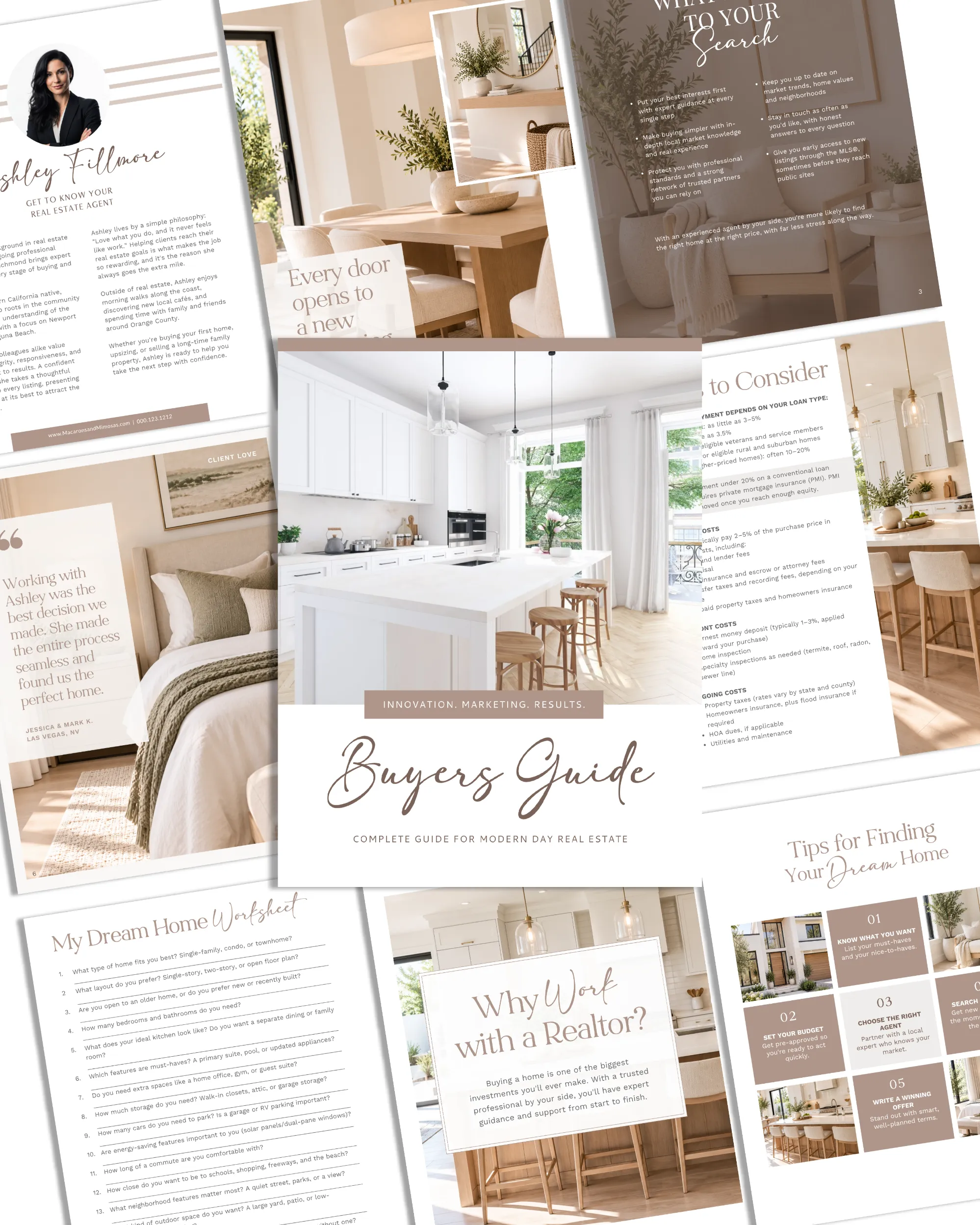 Real Estate Home Buyers Guide Template for Canva, Marketing Presentation Packet with Checklist and Questionnaire for Buying a House
