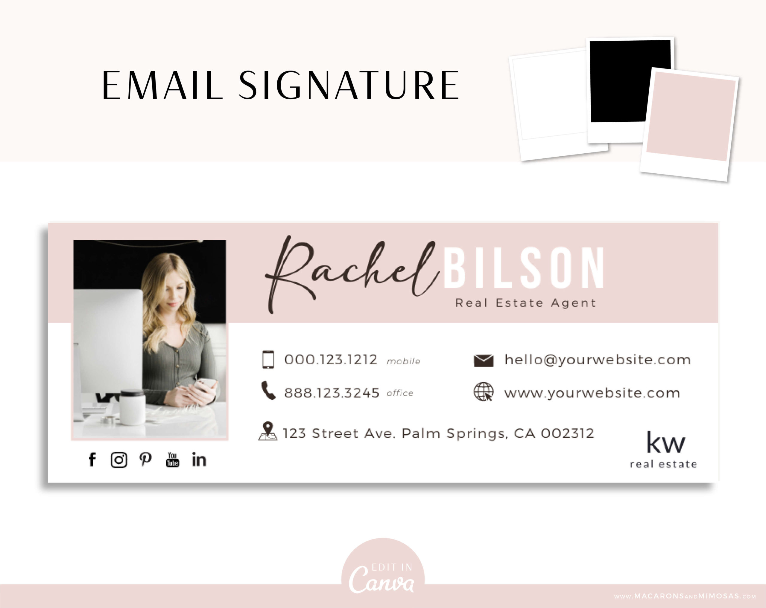 Professional Email Signature Template, Edit Image Email Signature, Realtor Real Estate Broker Email Signature, Elegant Email Signature