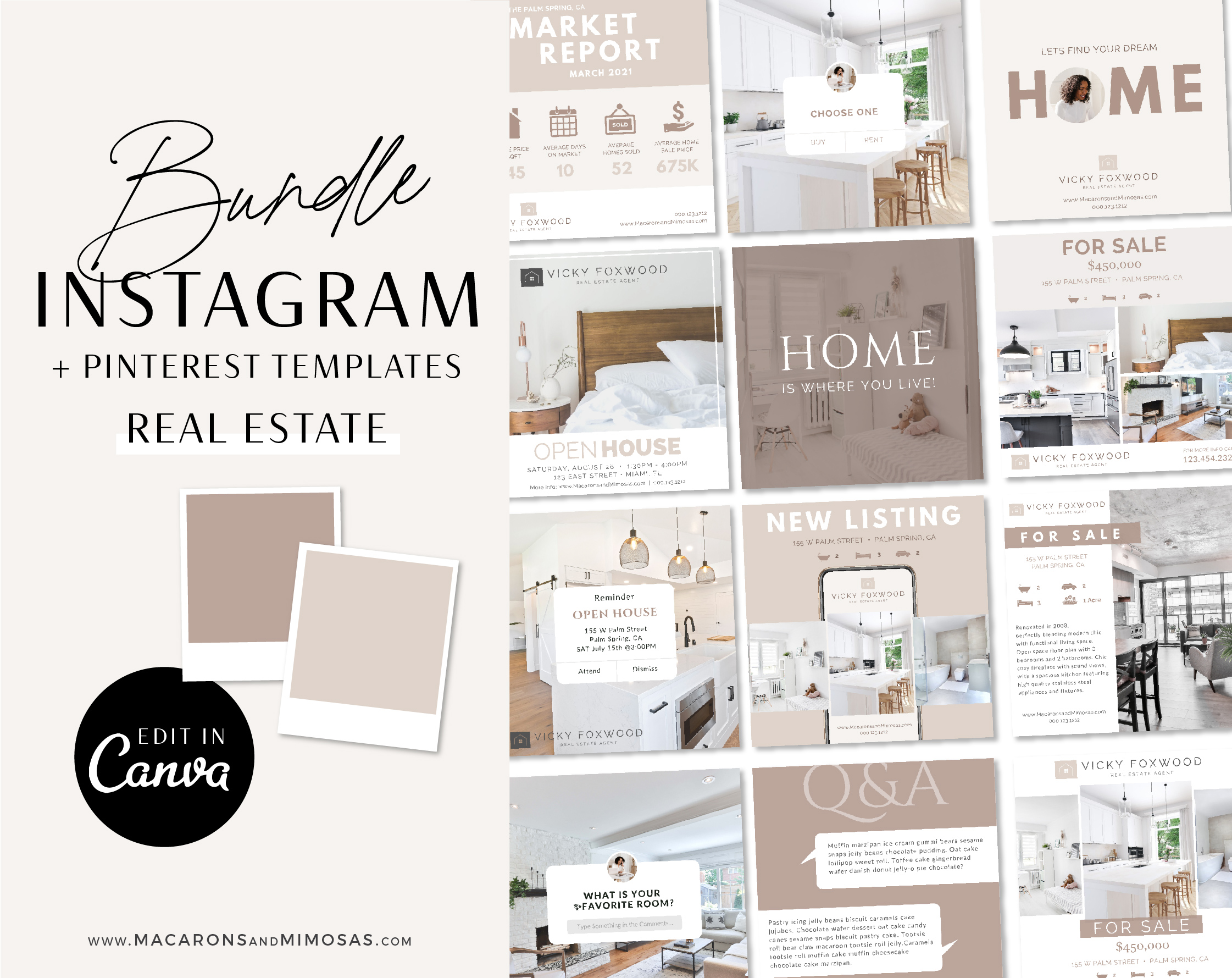 Real Estate Instagram Post Template editable in Canva Elevate your Instagram, showcase your clients listings for your Real Estate business!