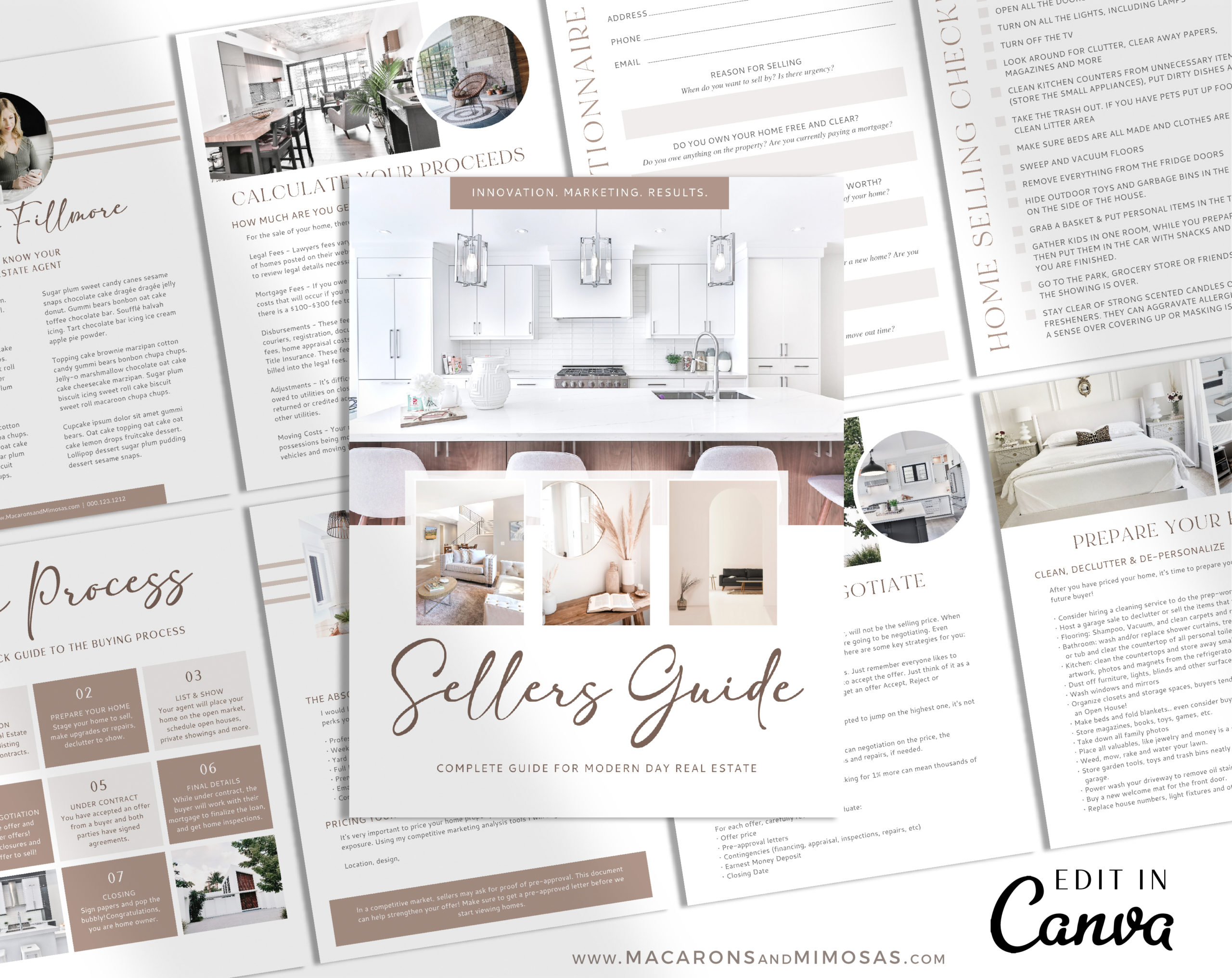 Home Sellers Guide Template, Real Estate Presentation Marketing Listing for Canva, 11 Page Home Selling Packet Moving and Listing Checklist Guide