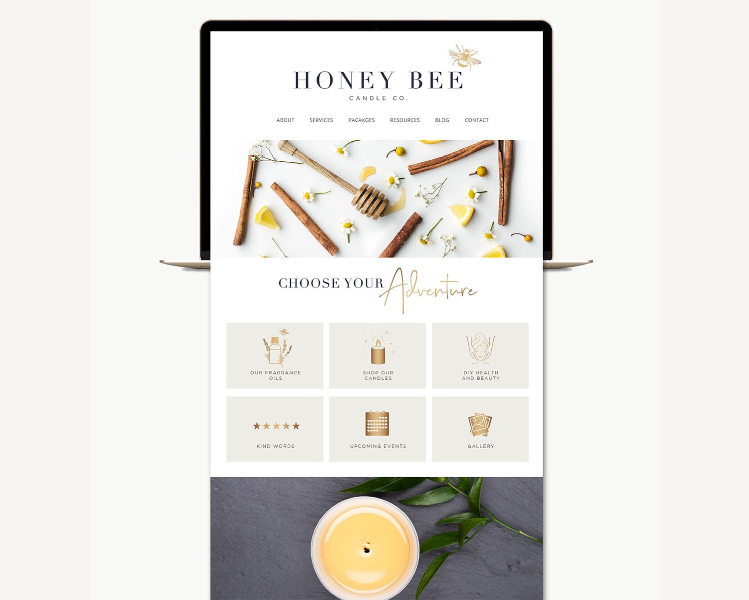 Candle Boutique Logo Makeover, Bronze Rose Gold Branding Kit, Essential Oil Blog Kit, Candle Label Website Instagram Design Set
