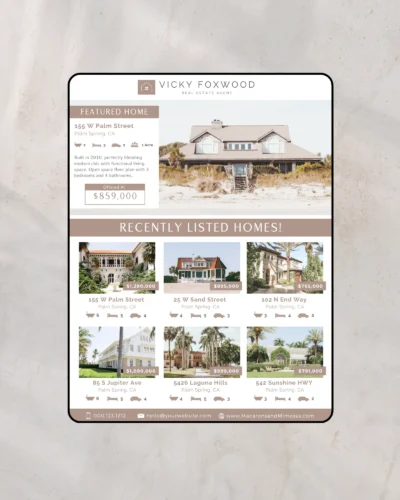 Boho style real estate flyer template for property listings