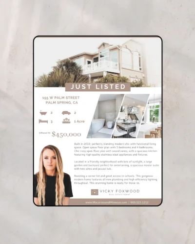 Luxury real estate just listed flyer template for property listings