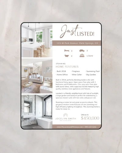 New listing marketing kit flyer template for real estate listings