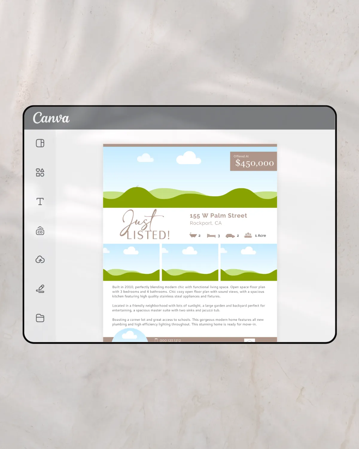 Editable Canva real estate marketing flyer template for realtors