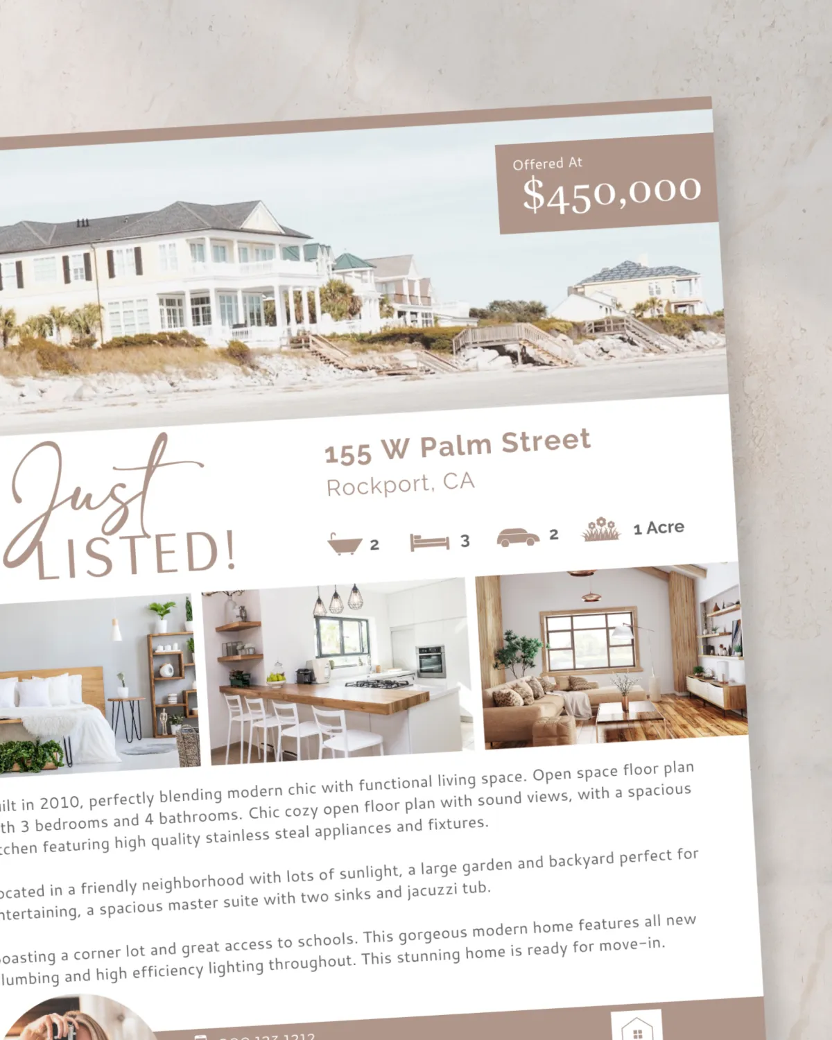 Real estate marketing template flyer design for property listings