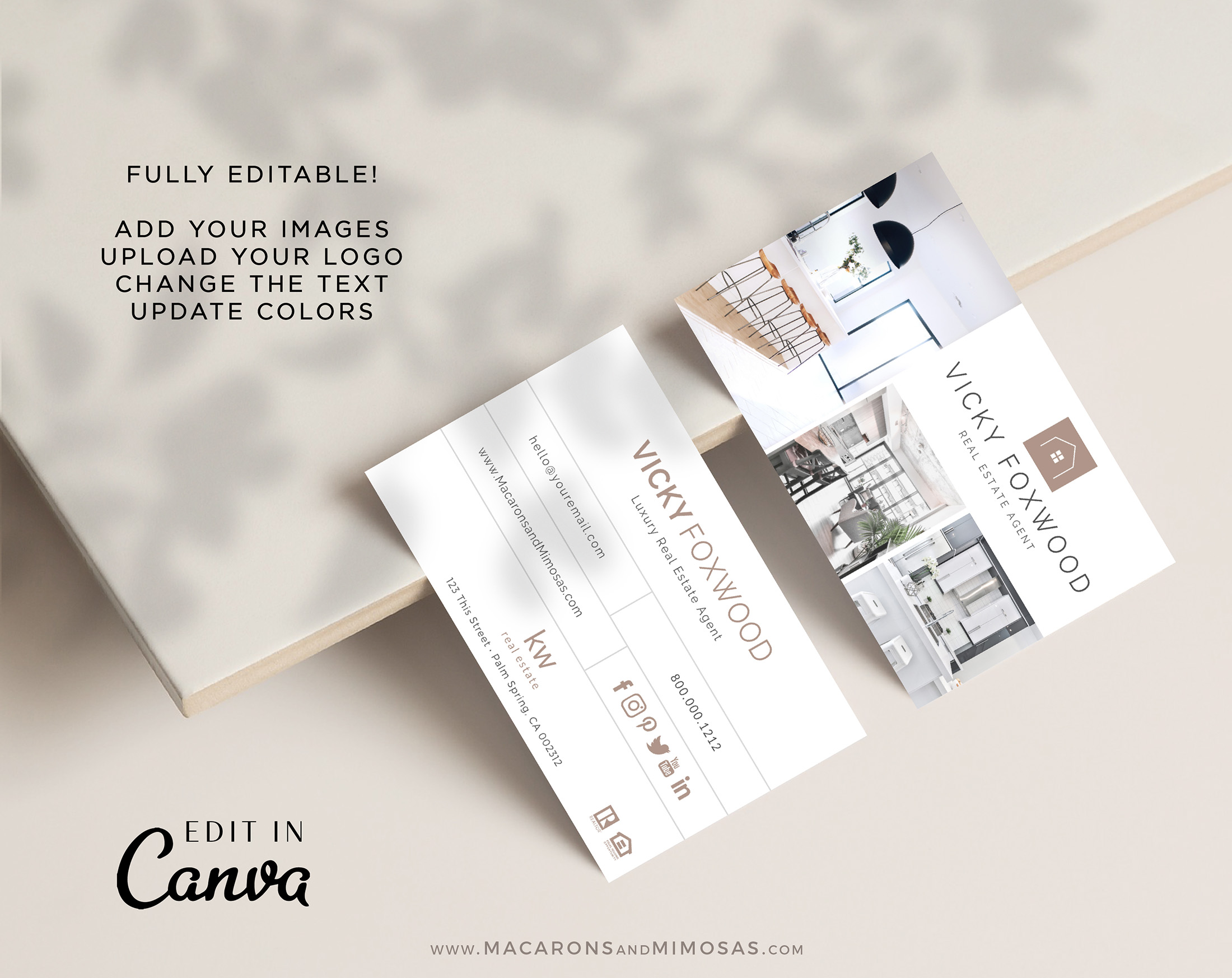 Real Estate Agent Business Card Design, Canva Template for Property and Realtor Home Sales Team, Future Home Realty Logo Business Card