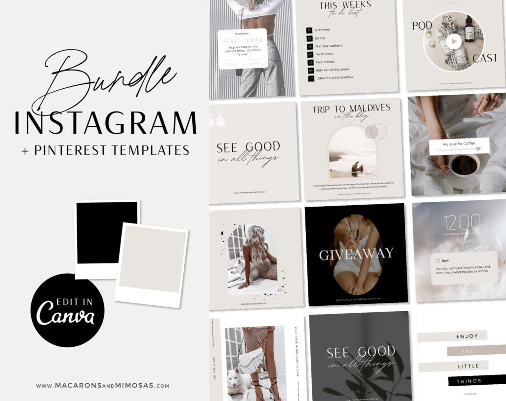 Instagram Templates Canva • Macarons and Mimosas