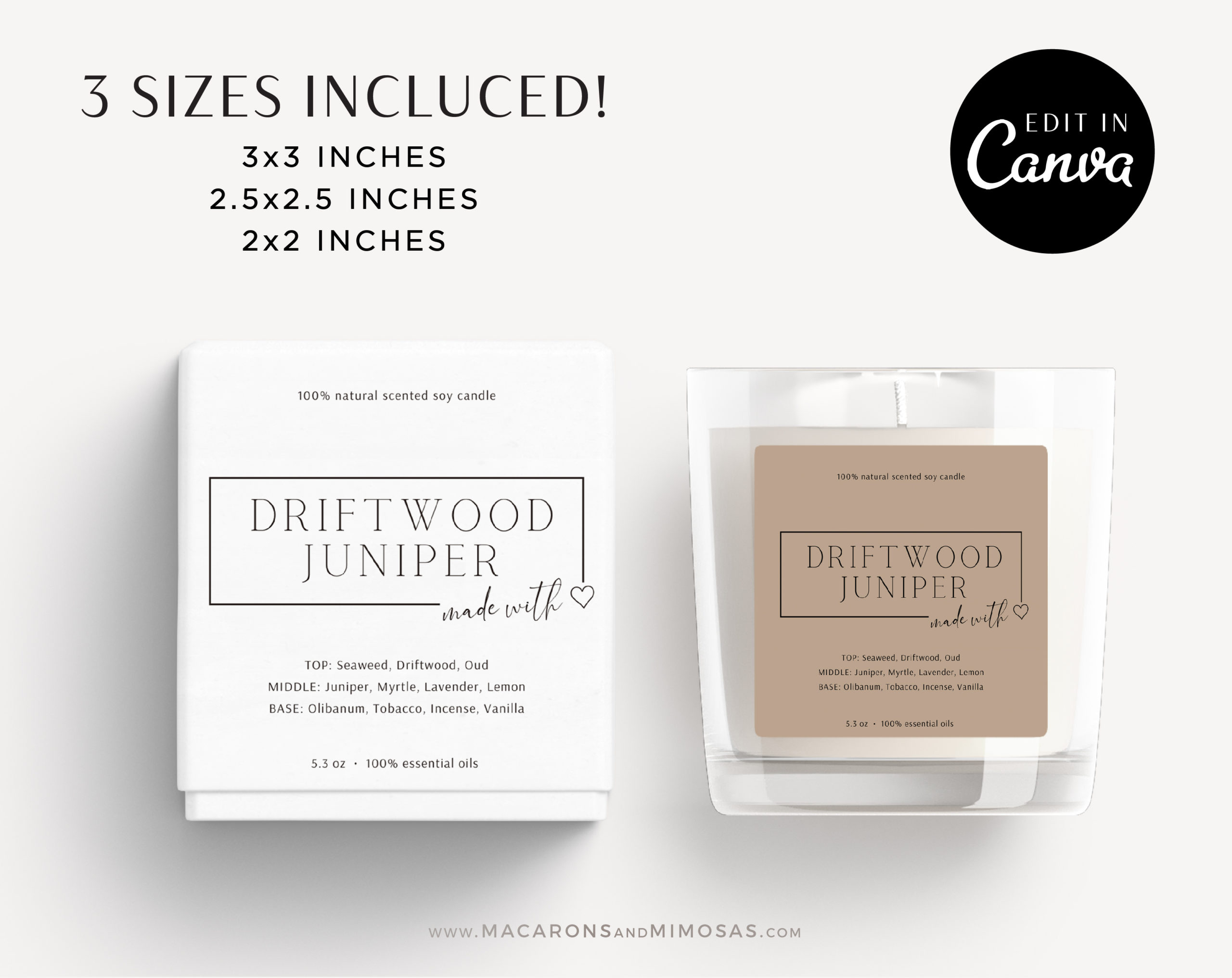 Candle Label Sticker, Printable Floral Candle Label, Personalized Candle Label Template, Minimal Candle Label, DIY Editable Candle Logo Jar