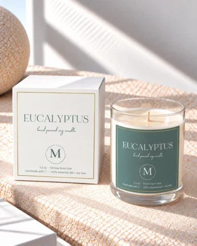 Classic Candle Label Template with gold border, DIY Canva Personalized Printable Labels for your Candle Jar