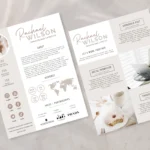 Creator media kit template 2 pages editable in Canva showing audience statistics and partnership information