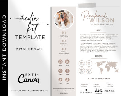 Canva Media Kit Template, Influencer Media Kit, Press Kit, Pitch Kit, Blogger Template, Instagram Brand Ambassador Media Kit Template