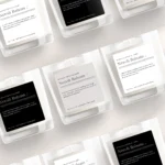 Minimal custom printed candle label template with logo design to personalise your candle brand edit in Canva
