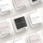 This modern candle label template to personalise your candle logo and brand editable in Canva