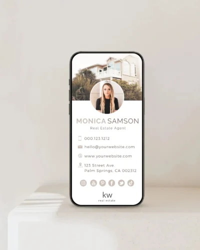 ​Modern Minimalistic Real Estate Virtual Digital Business Card Template for Canva