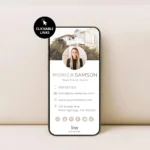 ​Modern Minimalistic Real Estate Virtual Digital Business Card Template for Canva