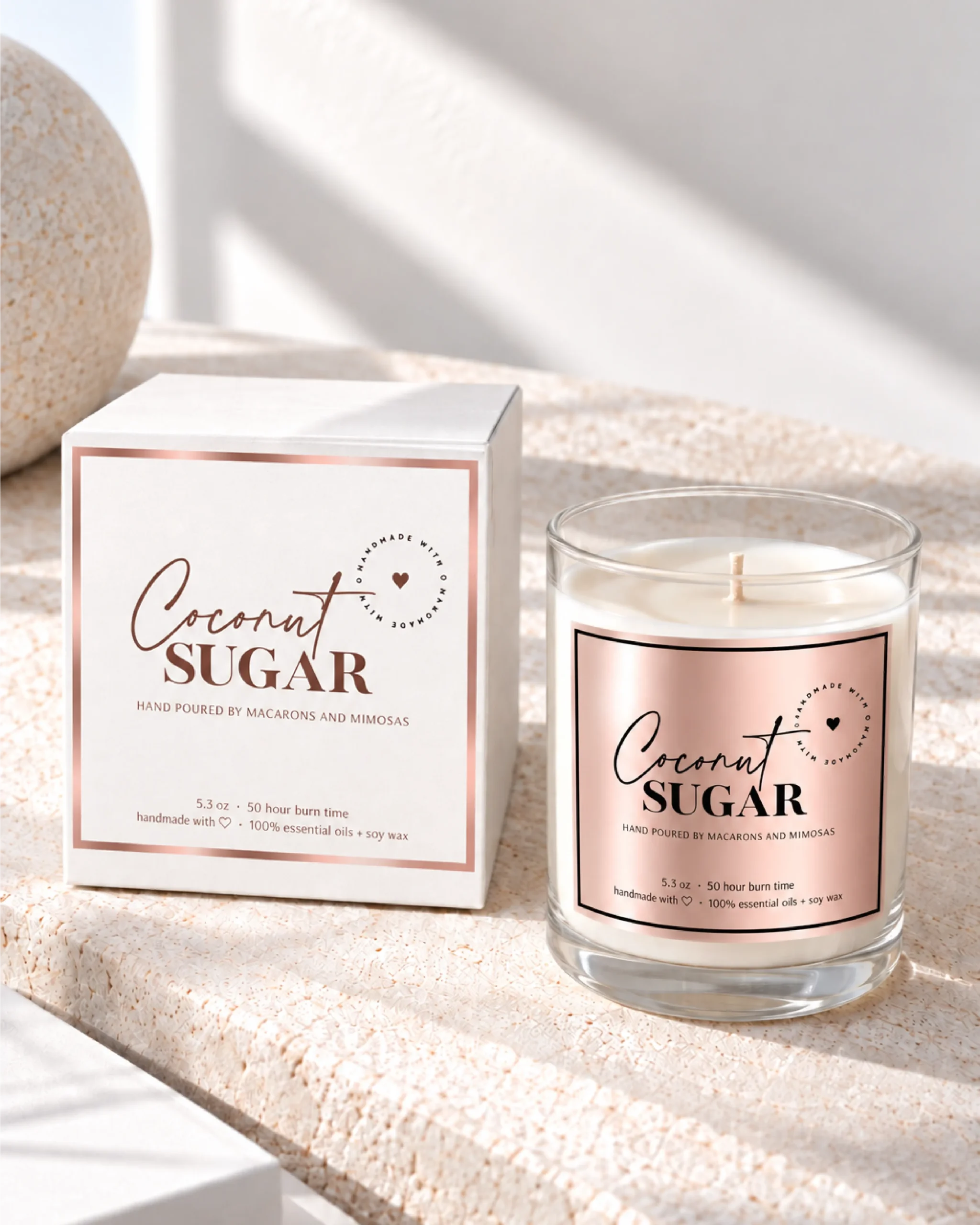Luxury cndle label templates professional design in an elegant rose gold