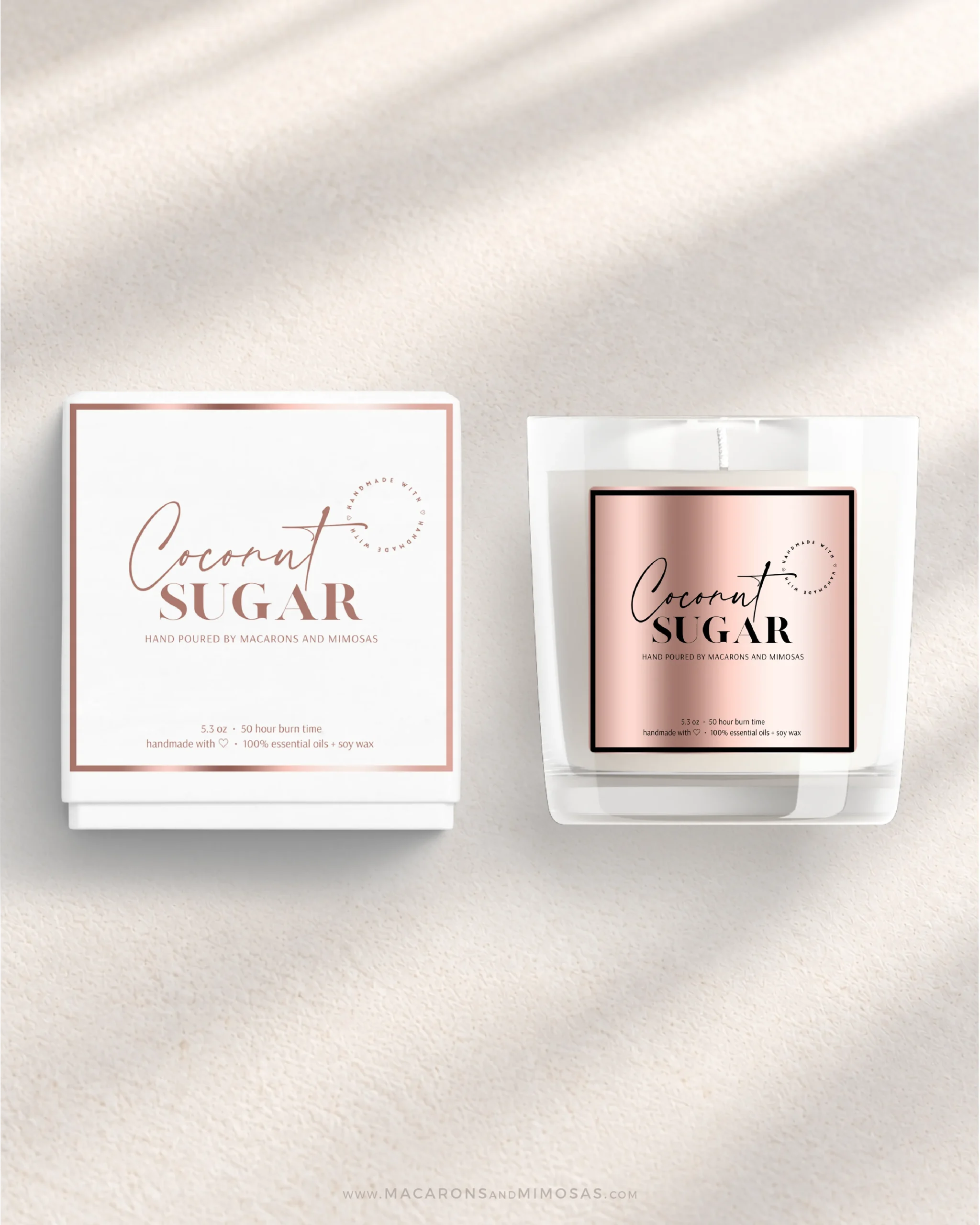 Luxury cndle label templates professional design in an elegant rose gold
