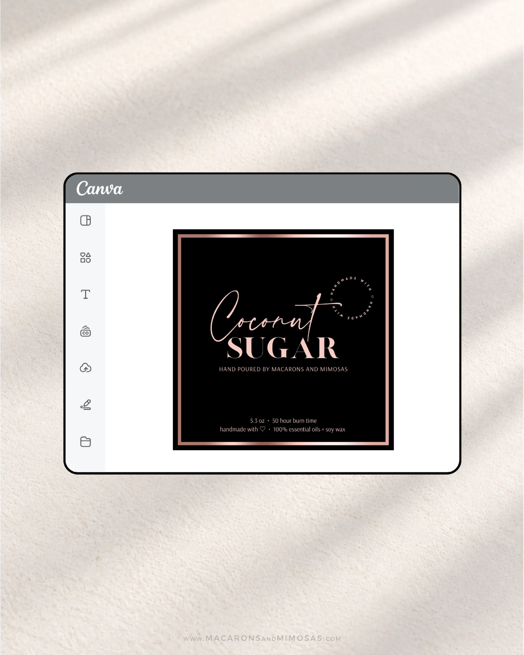 Luxury cndle label templates professional design in an elegant rose gold