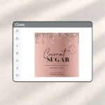 Rose gold pink glitter candle label sticker template design that is Editable in Canva