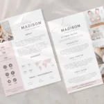 Social media pitch deck template 2 pages editable in Canva showing creator stats and partnership presentation