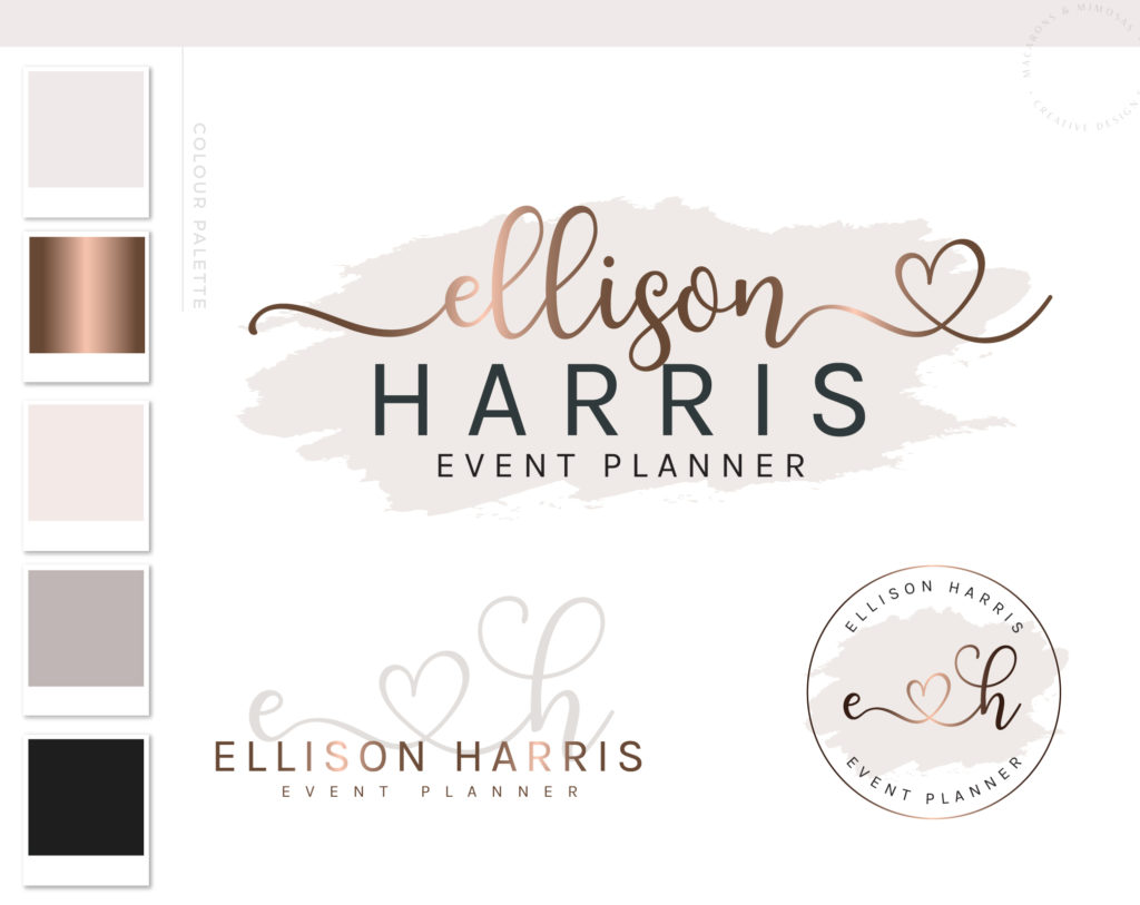 Elegant Heart Logo Design • Macarons and Mimosas