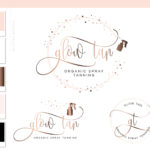 Spray Tan Logo Design, Tanning Branding Watermark, Stars Heart Spray Gun Mobile Tanning Package, Rose Gold watercolor branding package