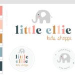 Kids Boutique Elephant Logo Design and Branding Kit, Children's Shop and Photography Logo Package, Custom Baby Elephant Logo with stars