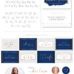 Rose Gold and Navy Blue Logo Design, Beauty Lash Logo for Salon and Makeup Artist, Brow bar Glitter Branding Kit Package with Logo Watermark