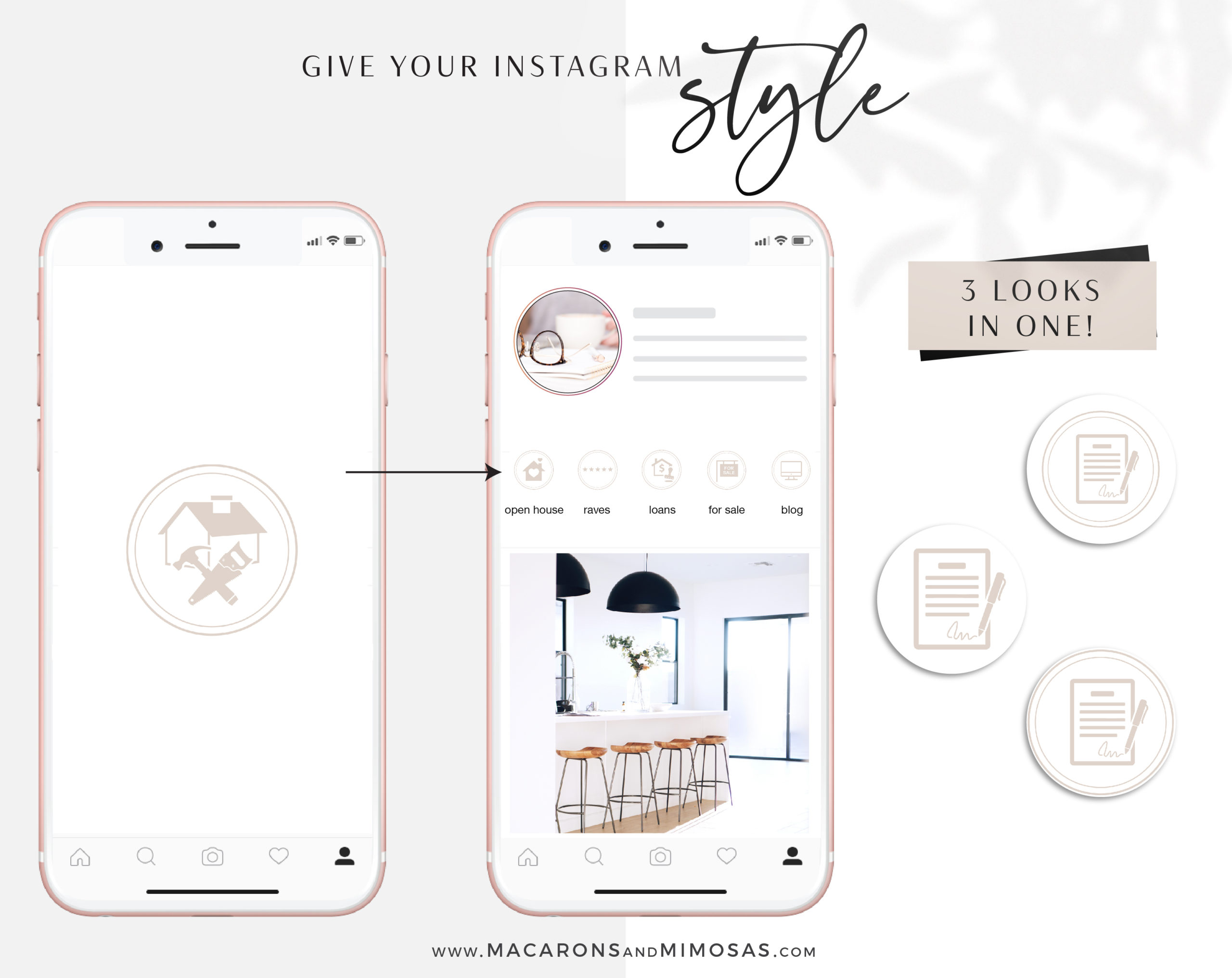 Pink Real Estate Instagram Highlights, Blush Pink and White Icons for Home Sales Agents, Interior Designs, Architechs, Realtors