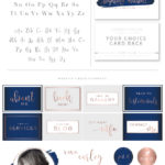 Rose Gold and Navy Blue Logo Design, Beauty Lash Logo for Salon and Makeup Artist, Brow bar Glitter Branding Kit Package with Logo Watermark