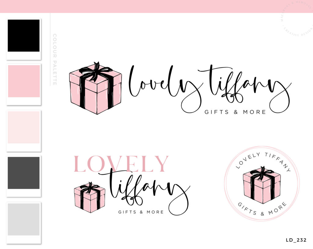 Gift Box Logo design for Gift Shop • Macarons and Mimosas