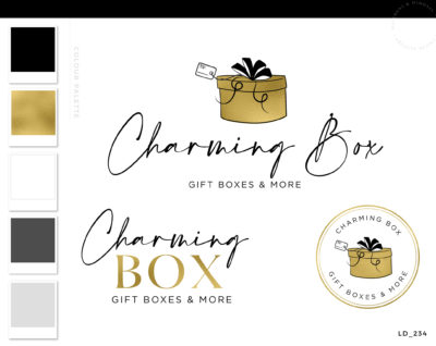 Subscription box logo Design, Gift Box Logo Design, Pink Ribbon Logo, Gift Shop Logo for Boutique, Event Company Logo, Premade Cute Bow Logo