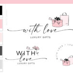Subscription box logo, Gift Box Logo Design, Pink Ribbon Logo, Gift Shop Logo for Boutique, Event Company Logo, Premade Cute Bow Logo