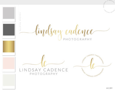 Rose gold Small Business Brand, Semi-custom Photography Watercolor Branding package, Square modern boutique logo design