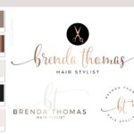 Hair Stylist Logo, Hair Salon Logo, Premade Hair Dresser Logo, Luxury Wig Logo Design, Rose Gold Scissors Logo Branding Kit for Hair Stylist