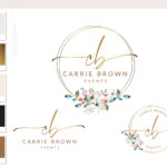 Floral Logo design, Premade Watercolor Logo Design, Photography Flower Wreath branding kit, Elegant Floral Branding Package