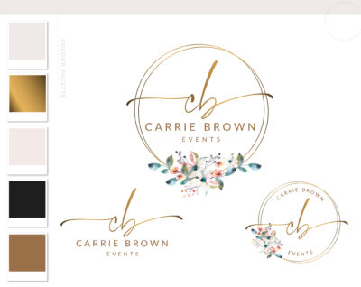 Floral Logo design, Premade Watercolor Logo Design, Photography Flower Wreath branding kit, Elegant Floral Branding Package