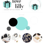Blue Gift Box Logo Design, Gift Shop Logo for Boutique, Event Company Logo, Premade Cute Bow Logo, Gift Wrapping Company, Pink Ribbon Logo