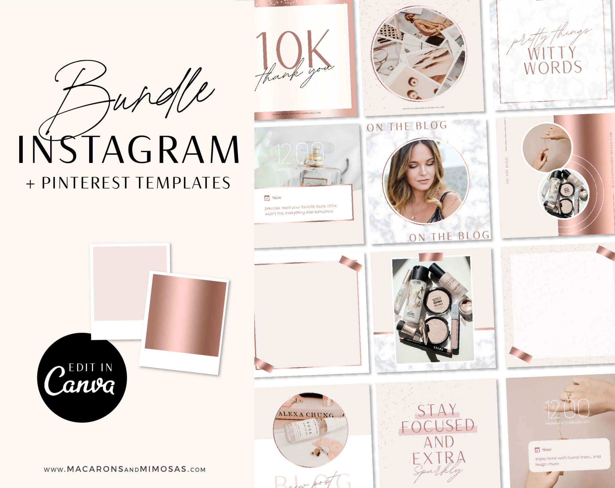 Rose Gold Instagram Templates For Canva • Macarons And Mimosas 9007