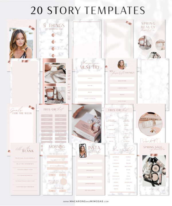 Rose Gold Instagram Templates for Canva • Macarons and Mimosas