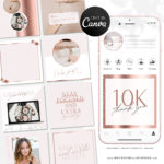 Rose Gold Instagram Templates for Canva, Pink Instagram Templates for Stories and Posts, Canva Beauty Templates for Instgram Reels