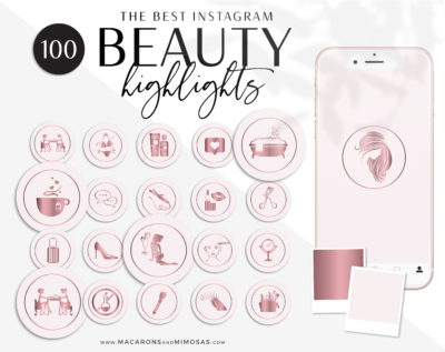 Blush Pink Beauty Instagram Highlights are perfect for makeup artist, lash artist, brow artist, hairdresser, beauty therapist, beauty blogger