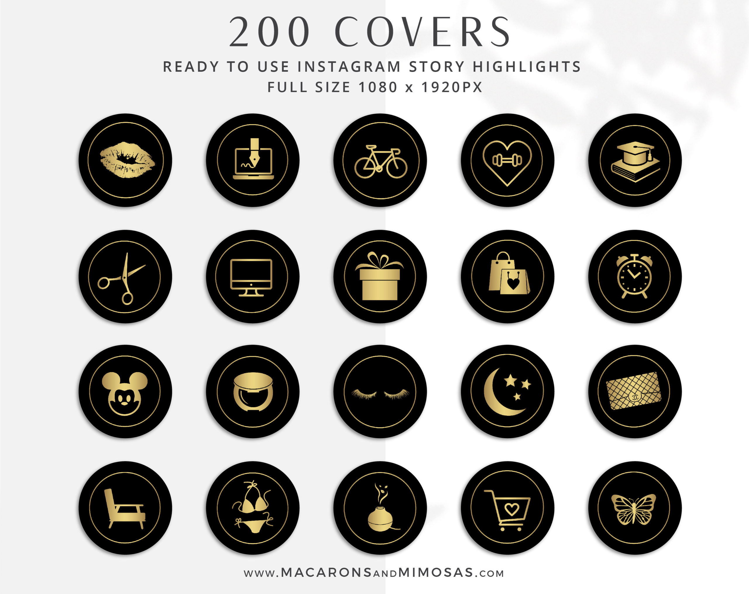 Black Gold Instagram Highlights, 200 Instagram Story Hightligh IconCovers, Black Icons for Fashion, Beauty and Lifestyle Highlights