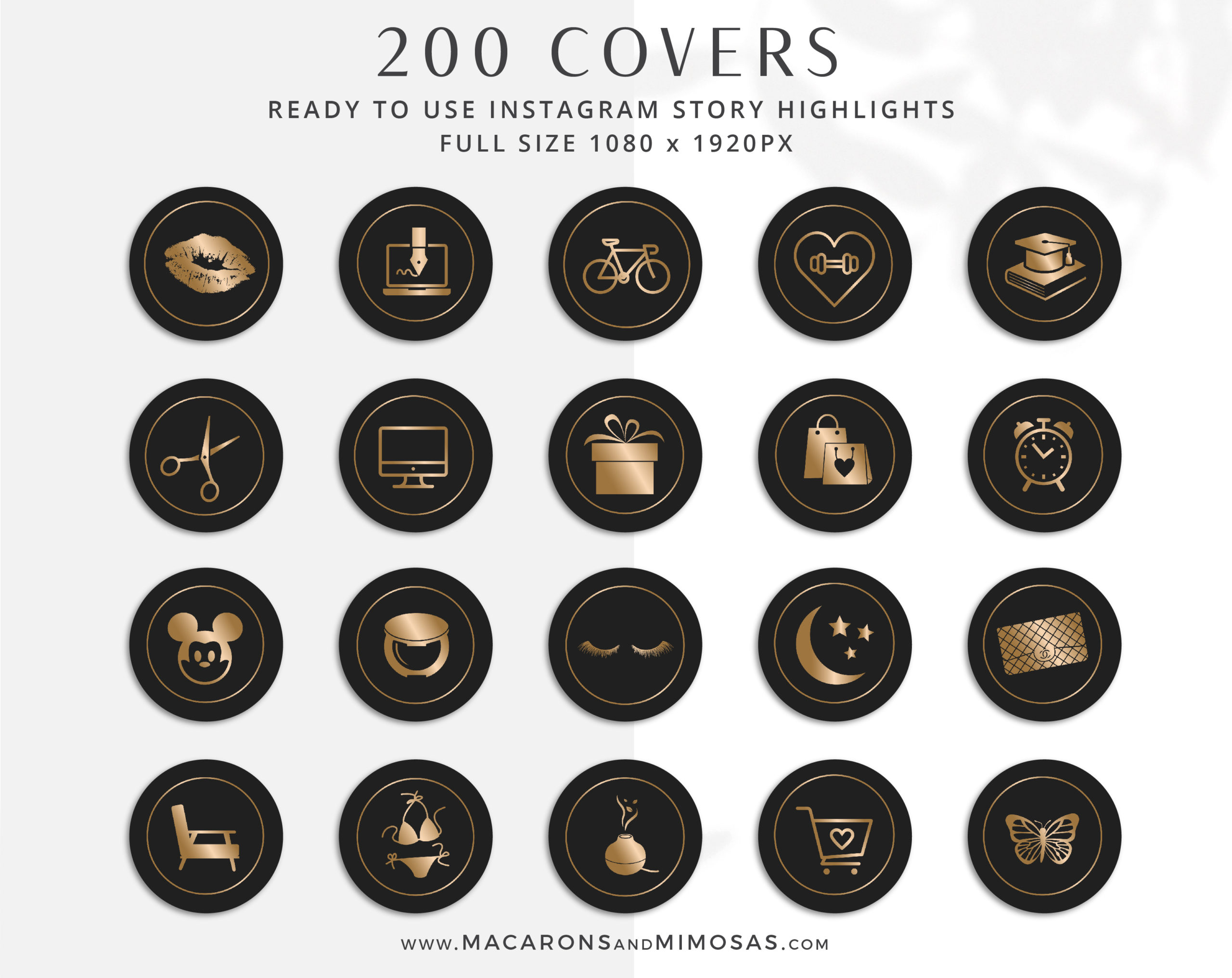 Black Copper Instagram Highlights, 200 Instagram Story Hightligh IconCovers, Black Icons for Fashion, Beauty and Lifestyle Highlights
