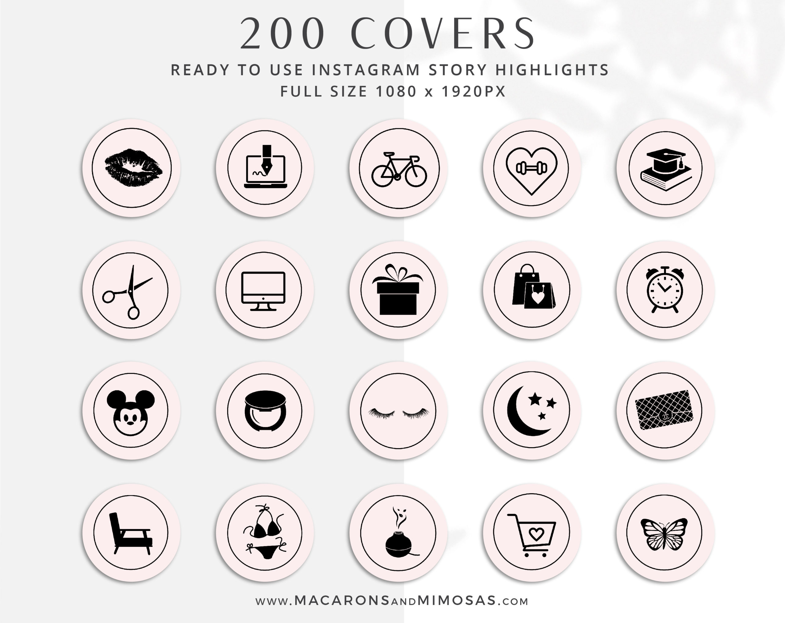 Pink and Black Instagram Highlights to style your Instagram Stories covers, 200 Story Highlight Covers, Icons for Fashion and Beauty